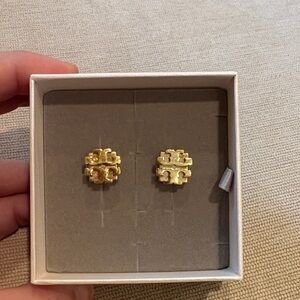 Tory Burch Gold Logo Stud Earrings